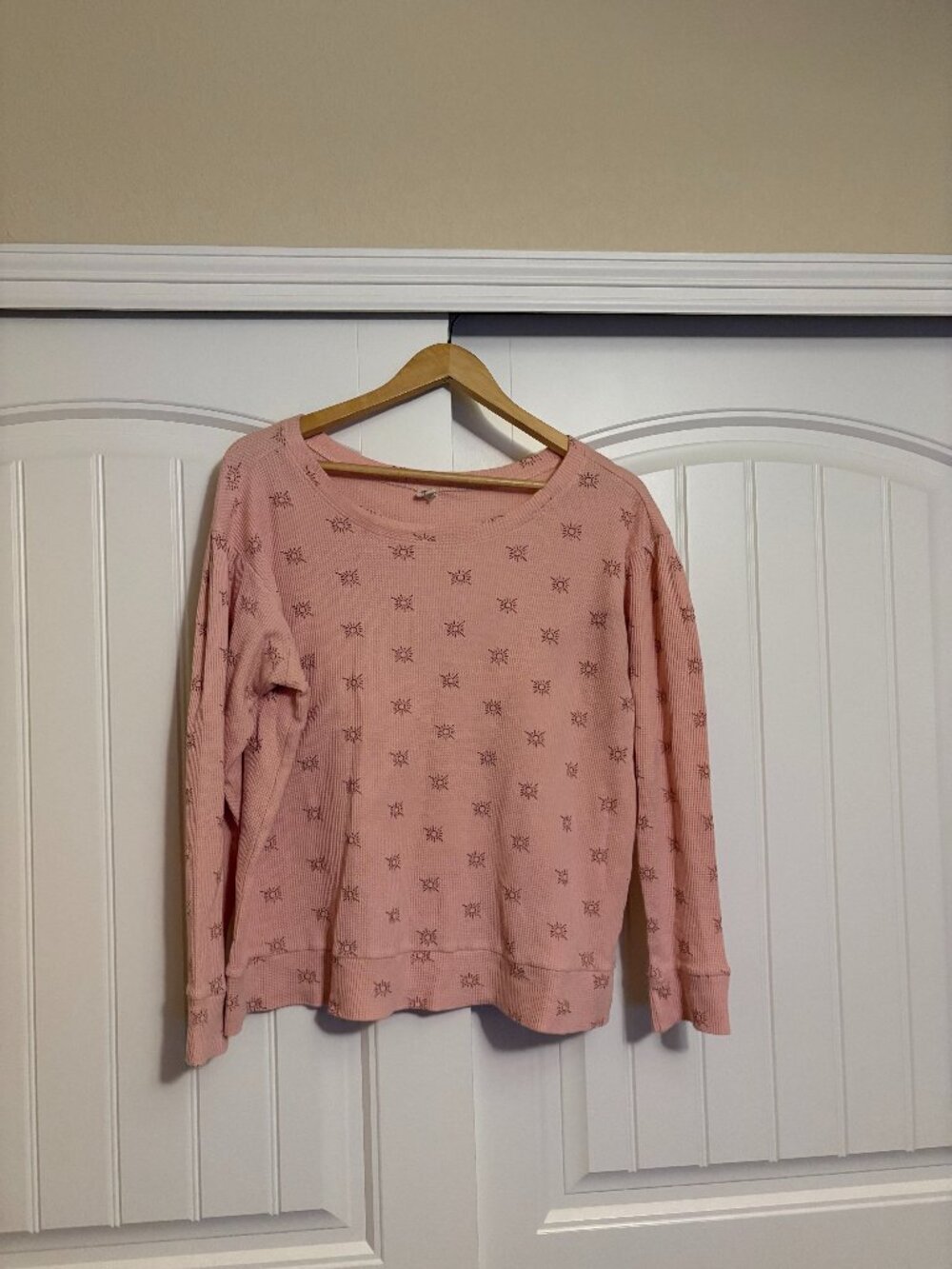 Kate Quinn Waffle Knit Long Sleeve T Shirt XL Xtra Large 100% Organic Cotton